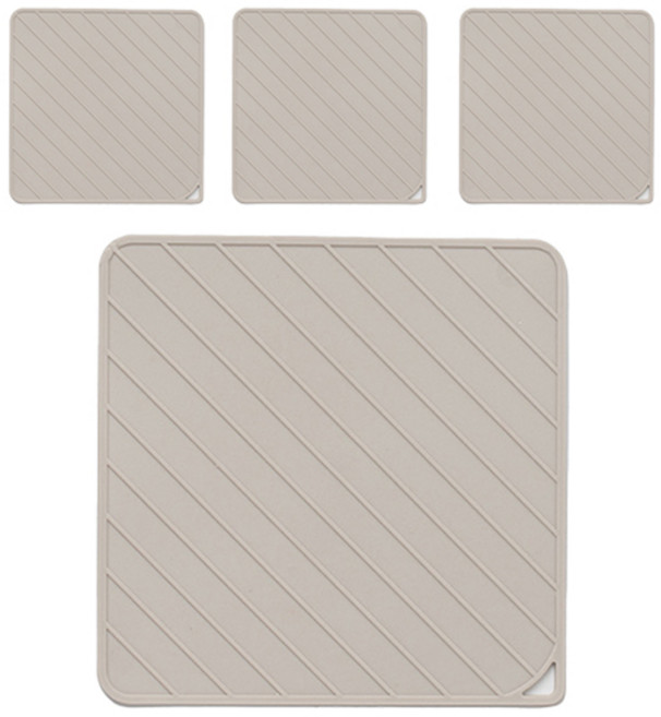 에스앤큐 심플한 냄비받침, 라이트그레이, 4개