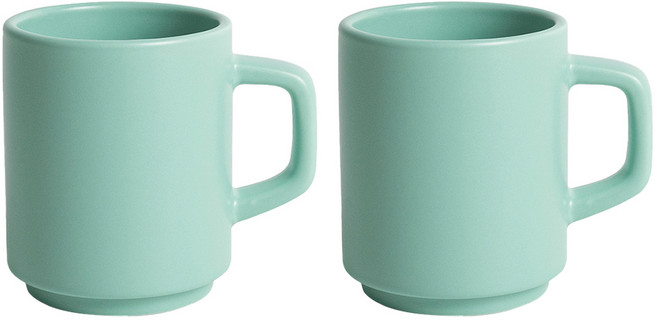 벤자민 무광 파스텔 컬러 레고 스택 머그 330ml, 민트, 2개