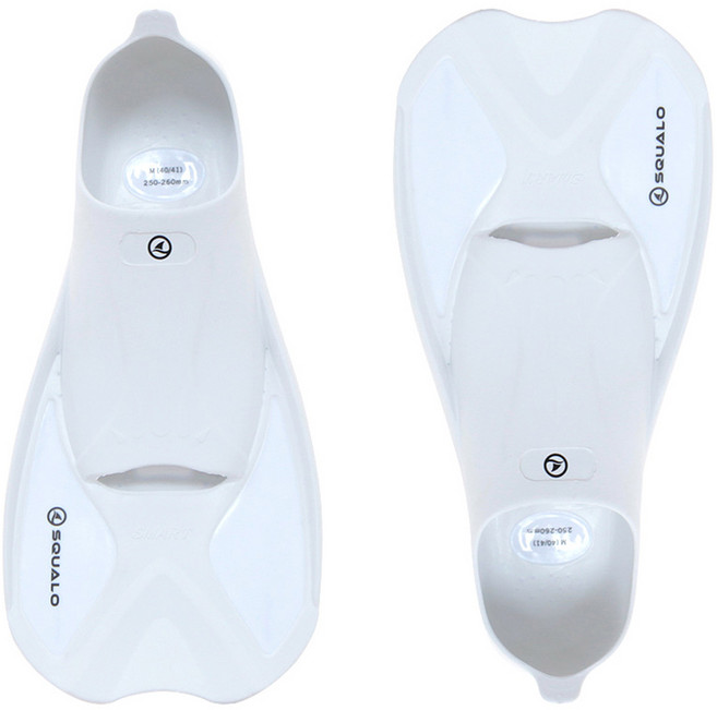 스쿠알로 프리미엄 오리발 숏핀 3 + 망사가방 세트, 화이트