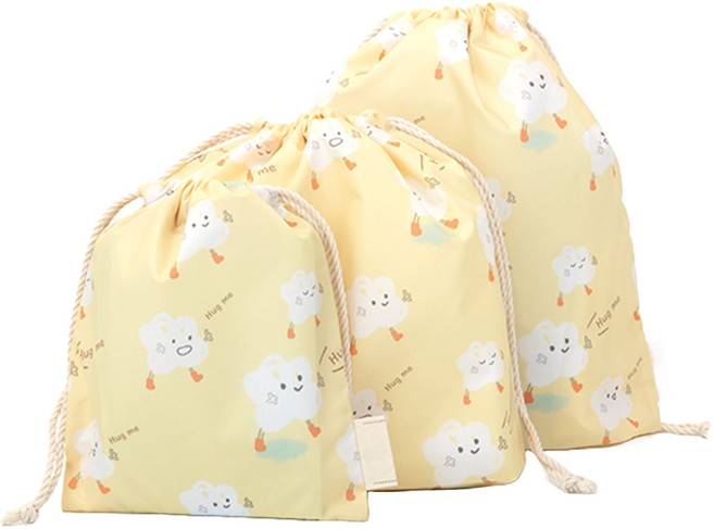 세맘스 스트링 파우치 3종 세트, 허그뭉치옐로우