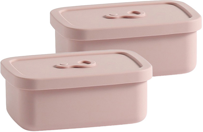 이지실리 실리콘 스팀홀 직사각 밀폐용기 핑크 M 350ml, 2개, 단품