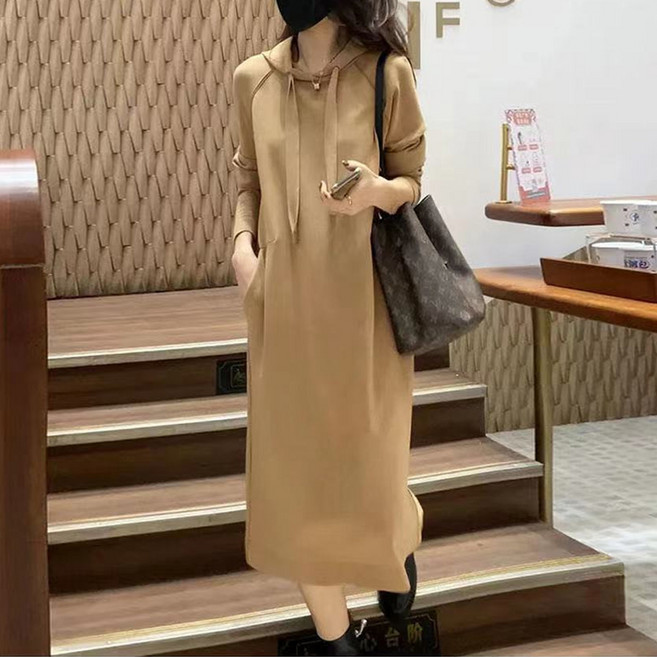 엘쏘 후드 루즈핏 가을 겨울 롱원피스 빅사이즈 포함