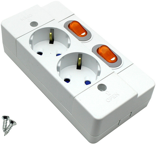 개별노출 스위치 멀티탭 2구 E-8240, 14.2cm, 혼합색상, 1개