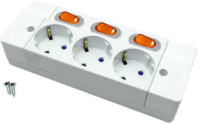 개별스위치 노출 전선형 멀티탭 3구 E-8257, 1개