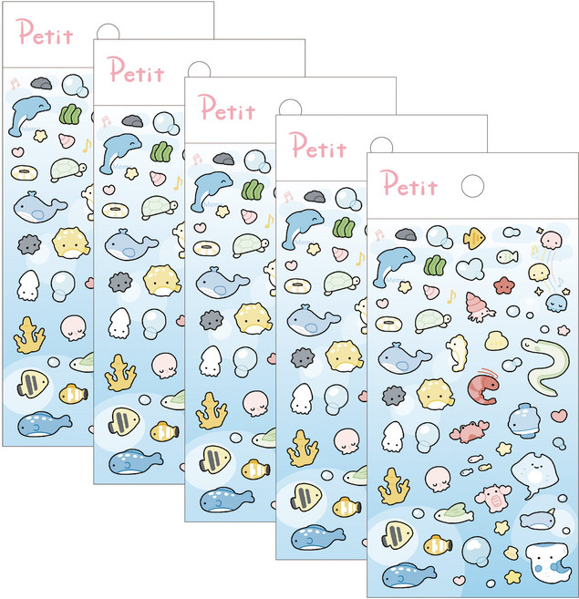 쁘띠팬시 미니 썸머 스티커 PD932, 혼합색상, 5개