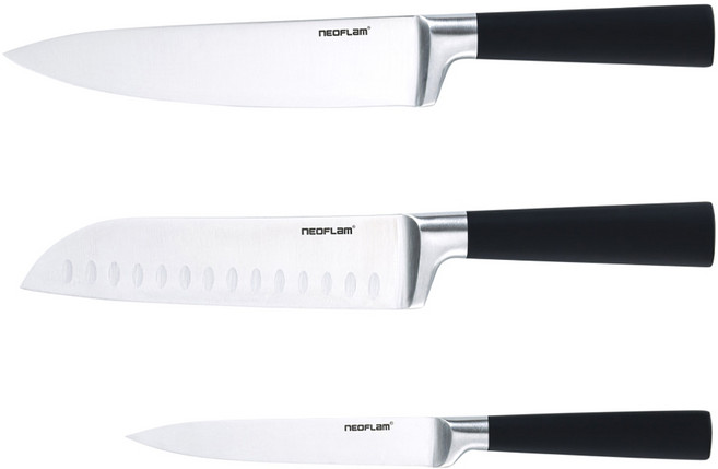 네오플램 돌체 주방칼 나이프 3종 세트, 1세트, 과도(200 x 23 x 16 mm) + 산토쿠(335 x 45 x 27 mm)+ 홀식도 셰프(335 x 45 x 27 mm)