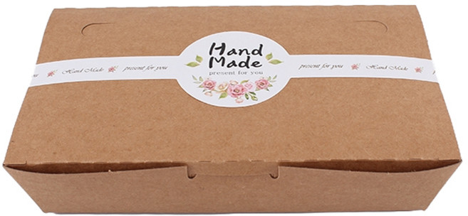 피크닉앤패키지 크라프트 일체형 종이 도시락 원형 띠스티커 세트, 30세트