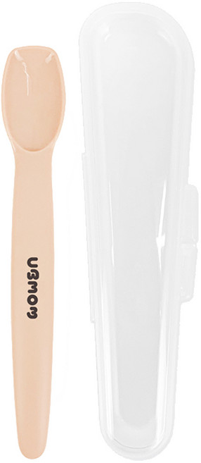 유비맘 유아용 실리콘 이유식 스푼 + 케이스 세트, 코랄, 1세트