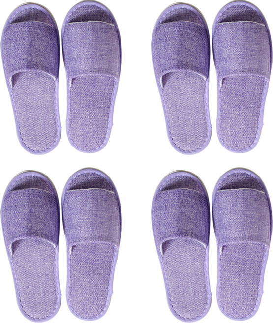 에버하우스 베이직 리넨 실내 일회용 슬리퍼, 퍼플, 4개