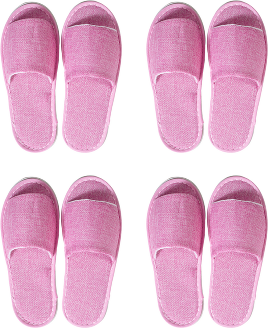에버하우스 베이직 리넨 실내 일회용 슬리퍼, 핑크, 4개