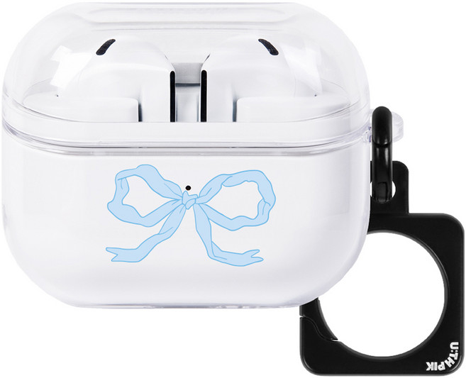 유스픽 버즈3 / 프로3 연결형 스퀘어링 클리어 케이스, 65 빅리본 스카이빅리본, 1개