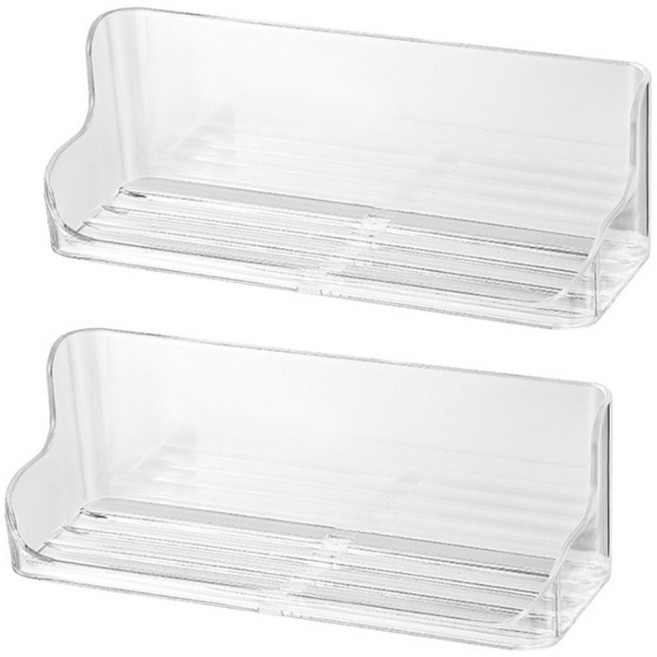 메이크마인 화장실 핸드폰 거치대 무타공 선반 접착식 안경 수납 다용도거치대, 투명, 2개