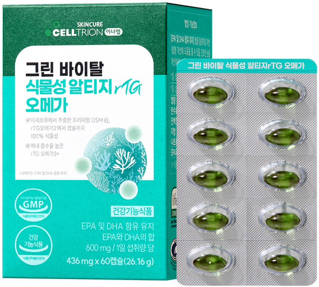 이너랩 그린 바이탈 식물성 알티지 오메가3, 1개, 60정