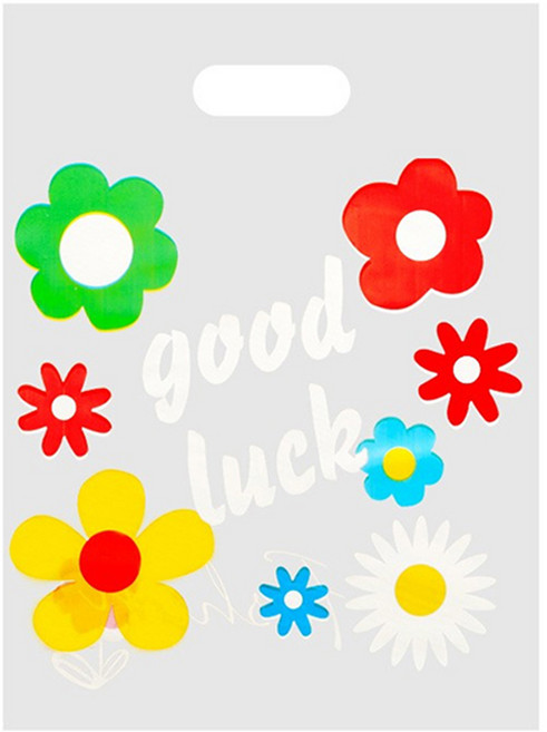 만들하비 플라워 디자인 선물용 손잡이 비닐 쇼핑백 02 소형, 반투명, 100개