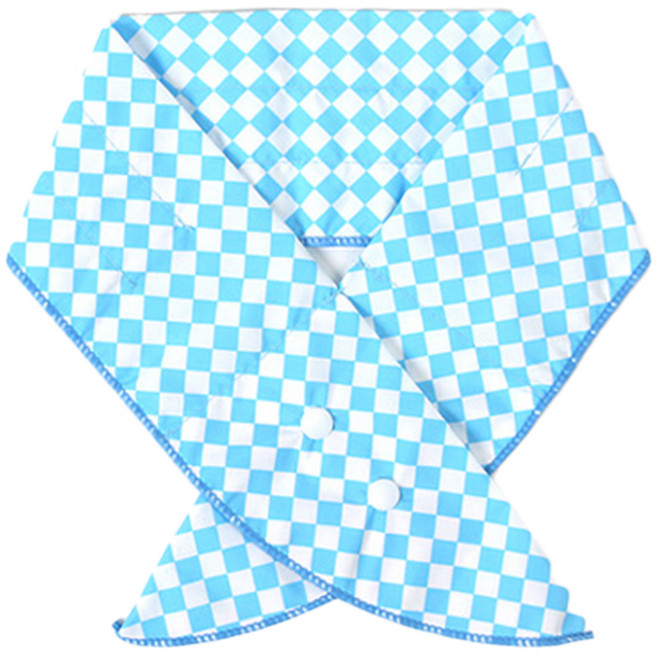 3단 스냅형 아이스 쿨 스카프, 체크블루, 1개