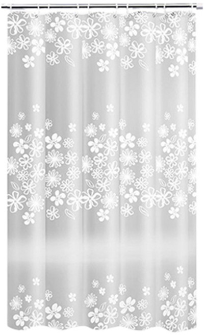 블럭마트 욕실 샤워커튼, 반투명 꽃패턴, 1개