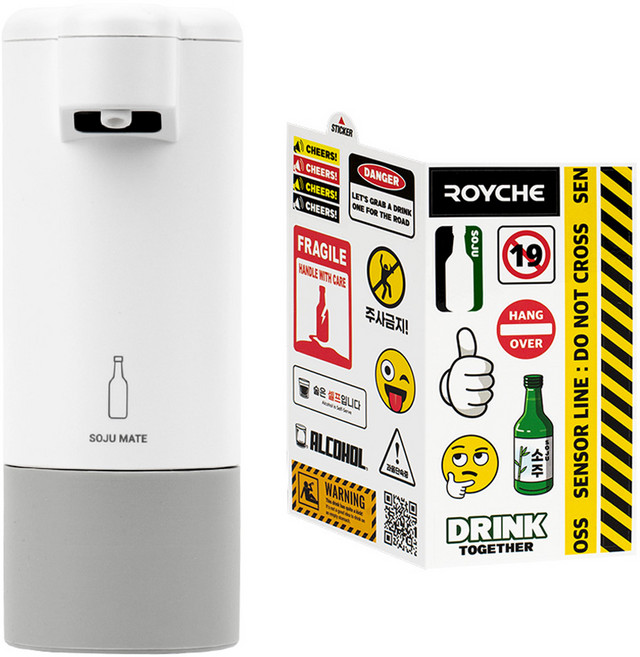 로이체 소주 자동 디스펜서 + 데코스티커 + 파우치 세트 RASD-200R, 화이트, 1세트
