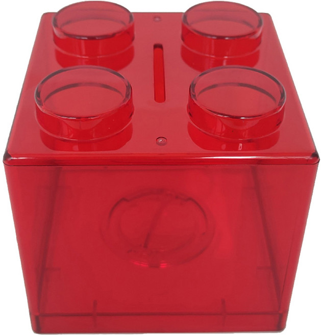 만들하비 아크릴 블록 인테리어용 큐브 저금통, 레드, 1개