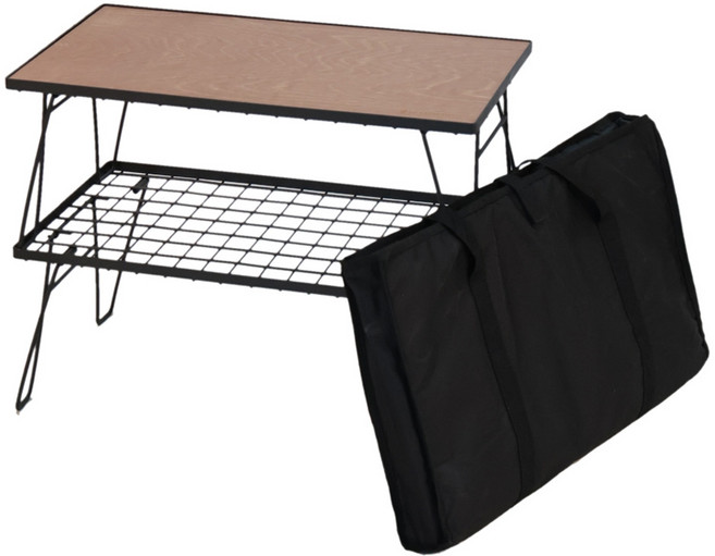 레드스노우 쿨러 스탠드 2p + 양면 우드상판 + 가방 세트, 블랙(프레임) + 자작나무(상판)