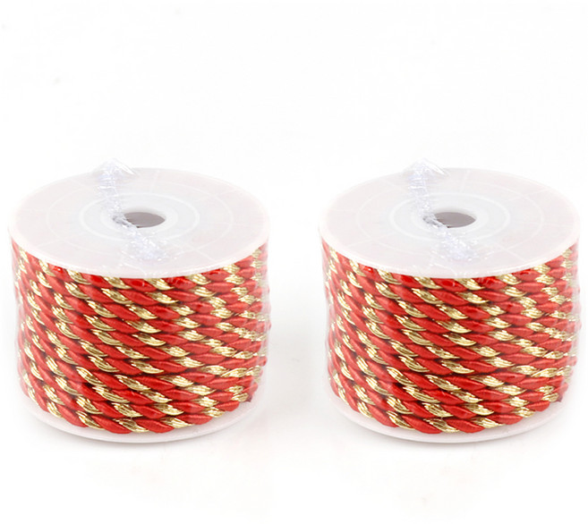 유니아트 롤꽈배기끈, 금색 빨강, 9.144m, 2개