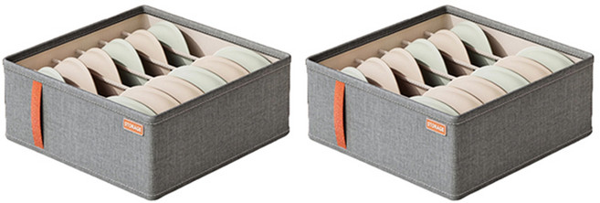스토리지 속옷 정리함 브래지어6칸, 그레이, 2개