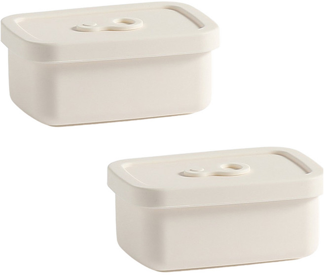 이지실리 실리콘 스팀홀 직사각 도시락 밥팩 밀폐용기 화이트 S, 2개, 밀폐용기 200ml 2p