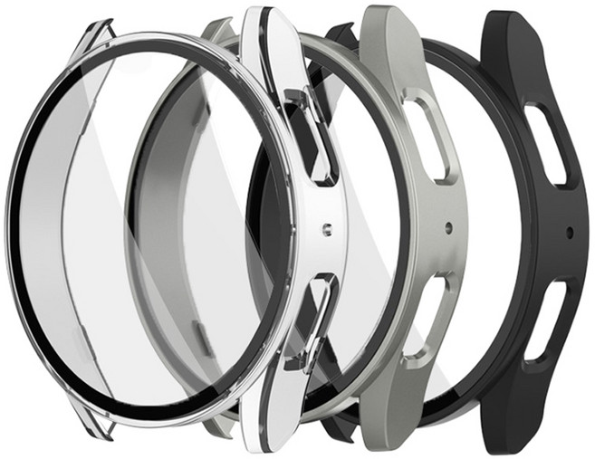 스토리링크 강화유리 풀커버 케이스 3종 세트, 투명, 티탄실버, 블랙, 1세트