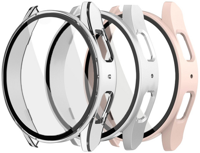 스토리링크 강화유리 풀커버 케이스 3종 세트, 투명, 실버, 핑크, 1세트