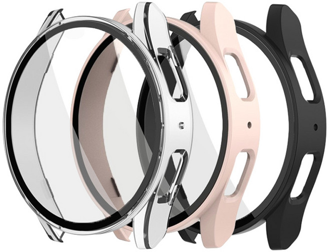 스토리링크 강화유리 풀커버 케이스 3종 세트, 투명, 핑크, 블랙, 1세트