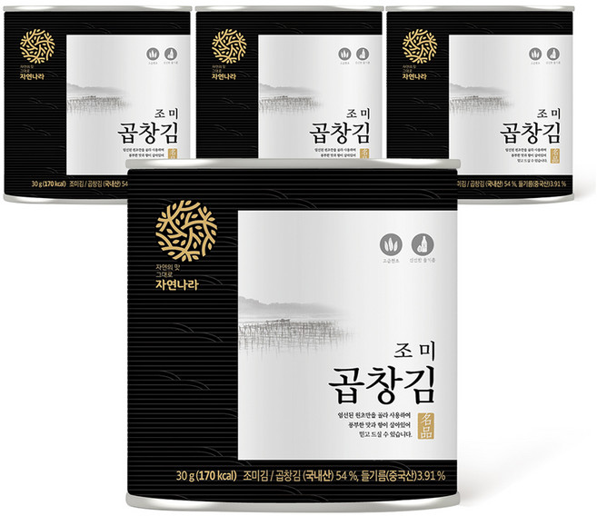 자연나라김 곱창 캔김, 30g, 4개