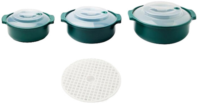 크루거 코겔 전자레인지 용기 한솥 뚝딱 냄비 세트, 에쉬그린, 1개