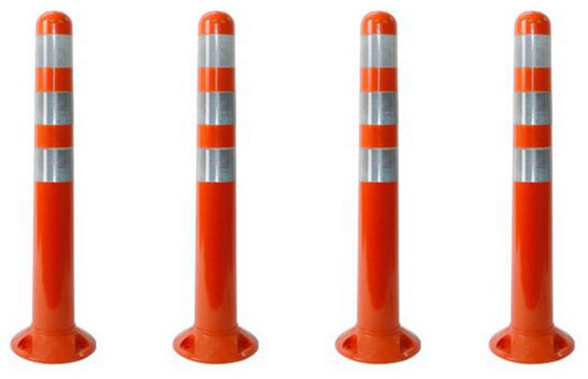 신도산업 둥근 시선유도봉 탄력봉 4p + 부자재 세트, 오렌지(탄력봉), 1세트
