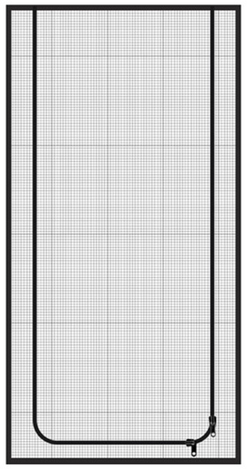 큐러스펫 고양이 지퍼형 방묘문 U타입, 블랙, 1개