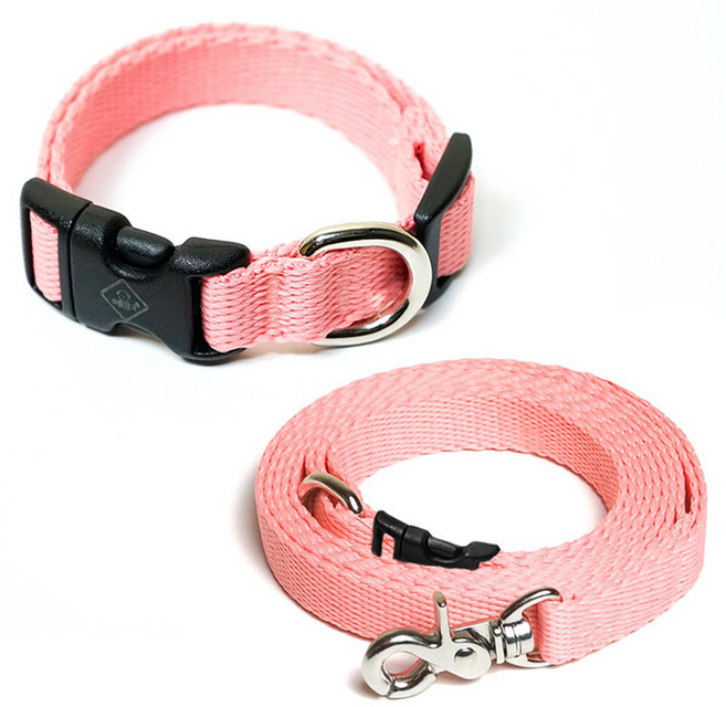 아띠지기 반려동물 목줄 + 핸즈프리 리드줄 세트, 코랄, 1세트