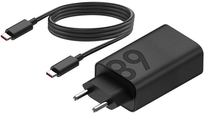레노버 68W C타입 PD 충전기, 블랙, 1개