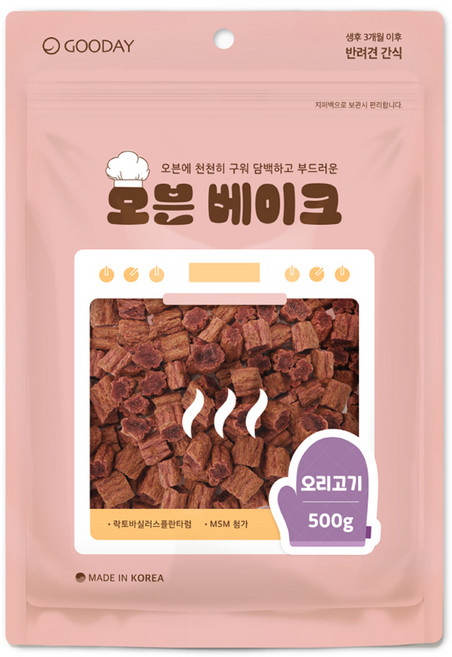 굿데이 오븐 베이크 강아지 간식, 오리고기, 500g, 1개