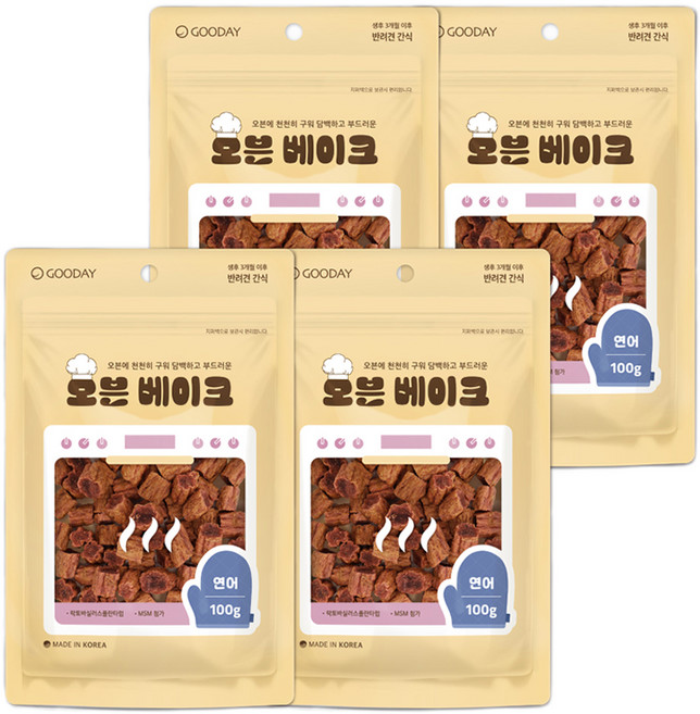 굿데이 강아지 오븐베이크 간식, 연어, 100g, 4개