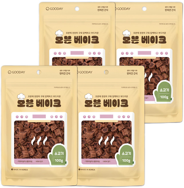 굿데이 강아지 오븐베이크 간식, 소고기, 100g, 4개