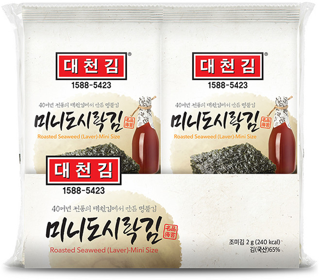 대천김 미니도시락김 G3240-K 6p, 2g, 10개