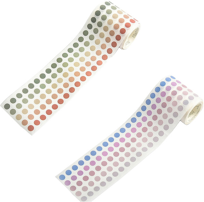 올리브파티 파스텔 롤스티커 도트 원형 다꾸 스티커 롤스티커 2종 세트, H, A, 1세트