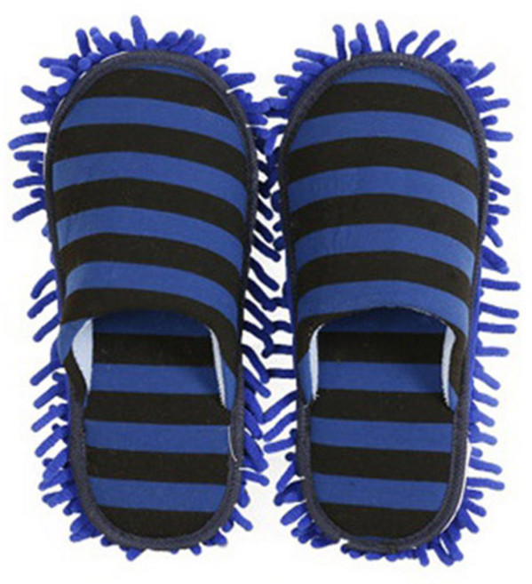민스리빙 남성용 극세사 스트라이프 청소 슬리퍼 좌우 세트 30cm, 1세트, 블루블랙