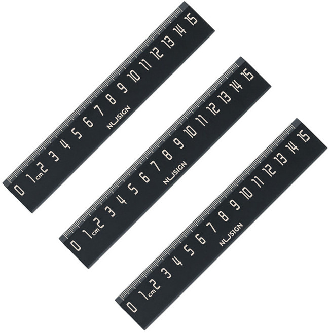 델리 누사인 ABS 자 15cm ENS096, 블랙, 3개