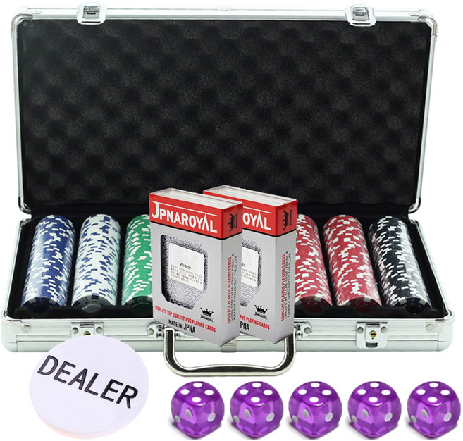 다싸몰 컬러칩 300p + JPNA 카드 2p + 딜러칩 + 보라 주사위 5p 세트, 혼합색상, 1개