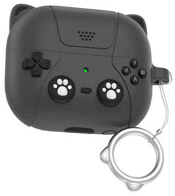 텐브릿지 고양이 갤럭시 버즈3 / 3프로 호환 게이밍 실리콘 케이스 + 링 세트, 블랙, 1세트