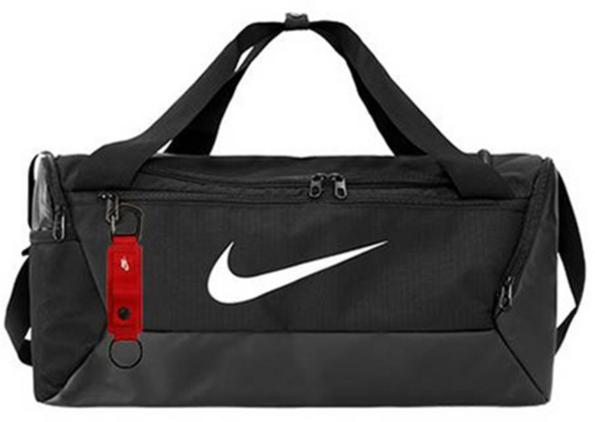 나이키 브라질리아 더플백 DM3977-010 + 클럽 키홀더 HF3594-692, 블랙 가방 + 레드 키홀더, 1세트