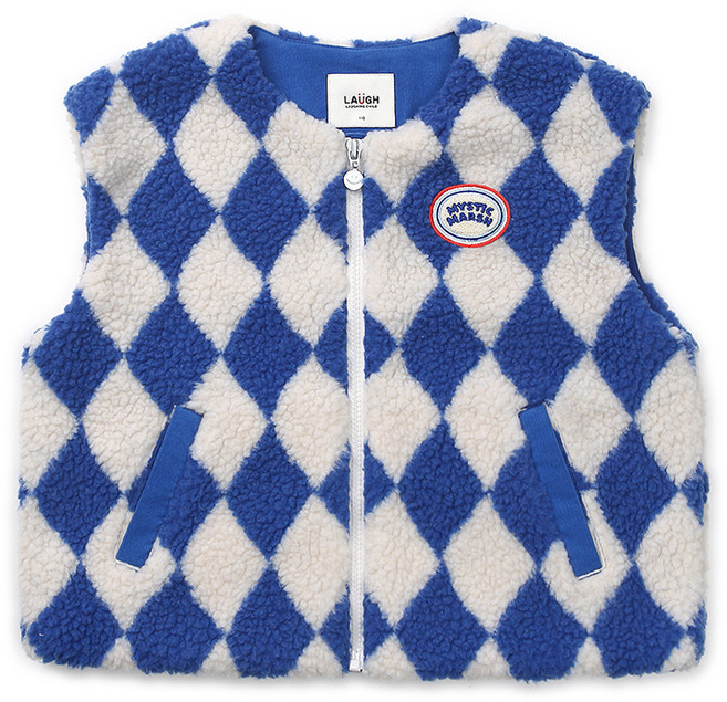 LaughingChild 男童棋盤格紋毛絨背心