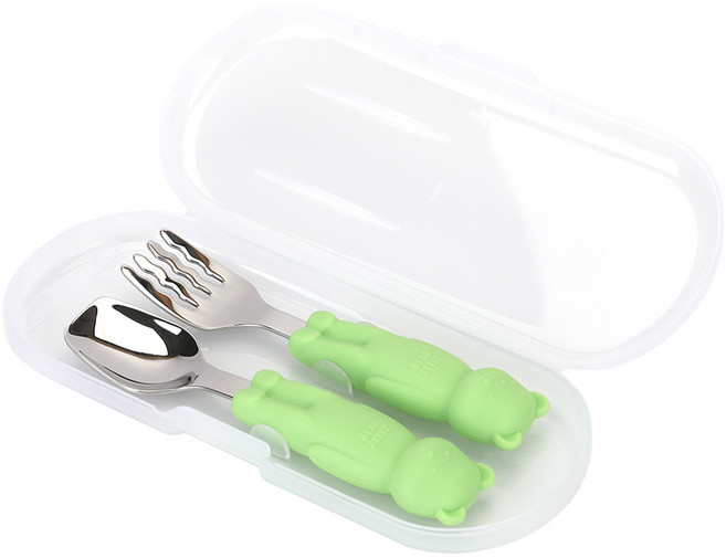 데일리라이크 젤리 베어 실리콘 스푼 포크 세트, 03 아보, 1세트, 스푼 + 포크
