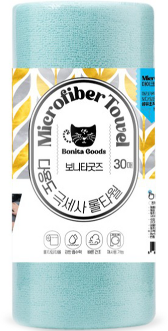보니타굿즈 다용도 극세사 롤 행주타올 하늘색 30 x 30 cm, 30개, 1개
