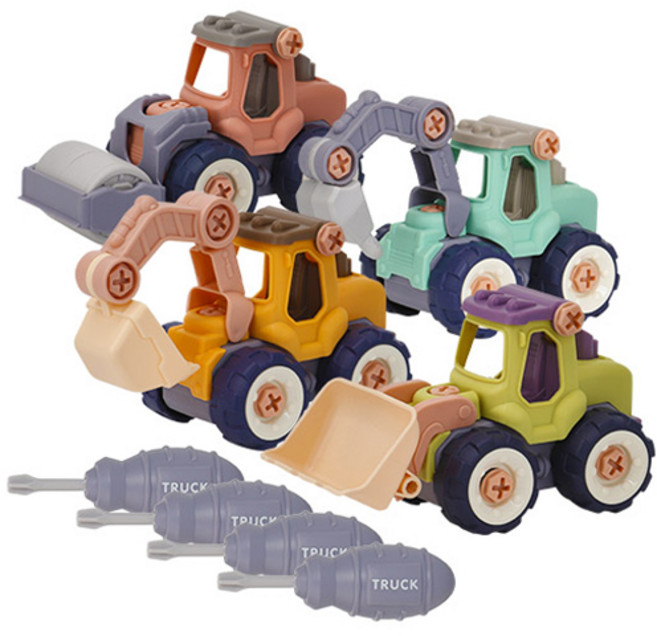 Kes.B 趣味DIY迷你車4件組, 混合色, 1套