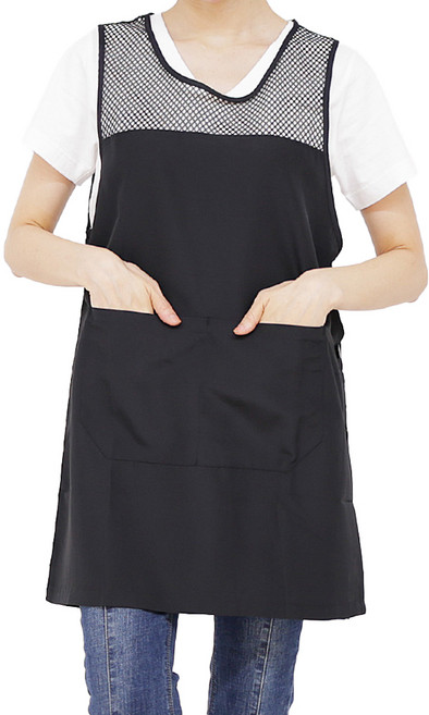 어깨 등 망사 원피스형 앞치마 L sfae251, 블랙, 1개